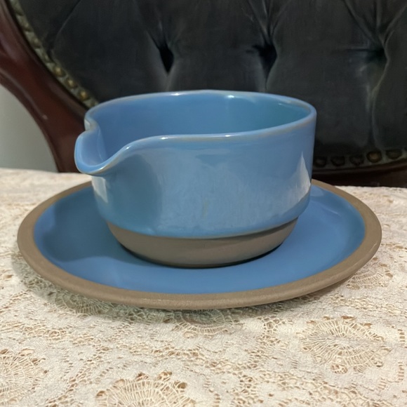 Vintage Midwinter Bluestone Gravy Boat & Under Plate Stoneware Japan - Picture 2 of 10